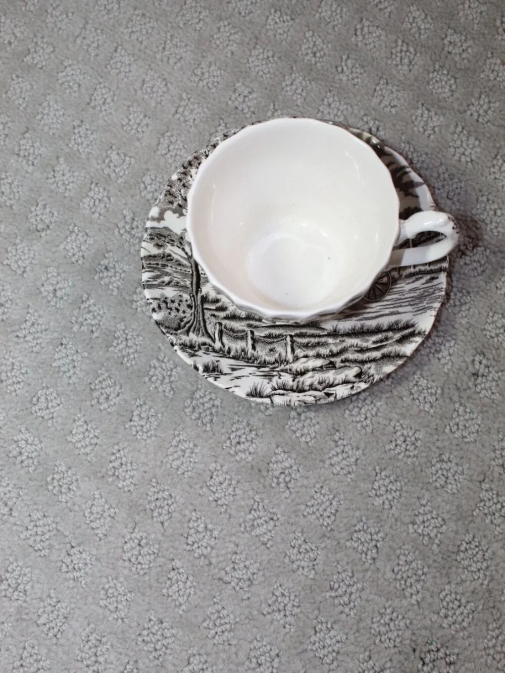 Royal Mail Staffordshire Ware Brown & Ivory Tea Cup & Saucer